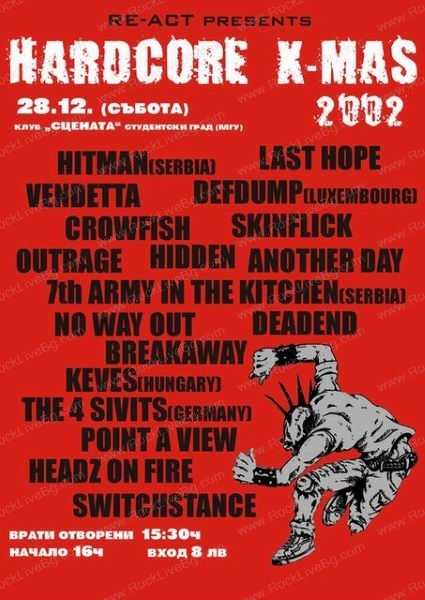 Hardcore X-mass 2002 - DEFDUMP, 7th ARMY IN THE KITCHEN, HITMAN, KEVES, THE 4 SIVITS